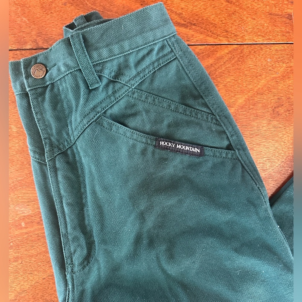 Vintage Rocky Mountain Western Pants High Rise Green 26x27 90s - Picture 3 of 7